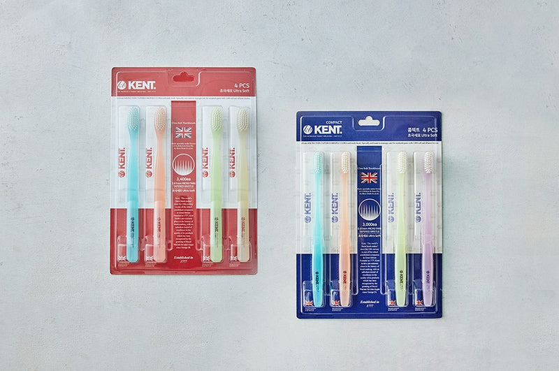 [Kent] Compact / Classic Extra-Fine Bristle Toothbrush Set (4-Pack), 2 Types (Choose 1)